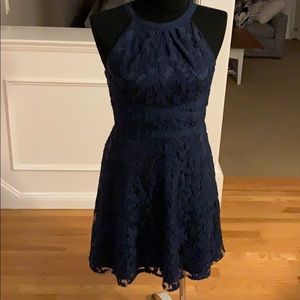 Adrianna Papell lace overlay halter dress size 6